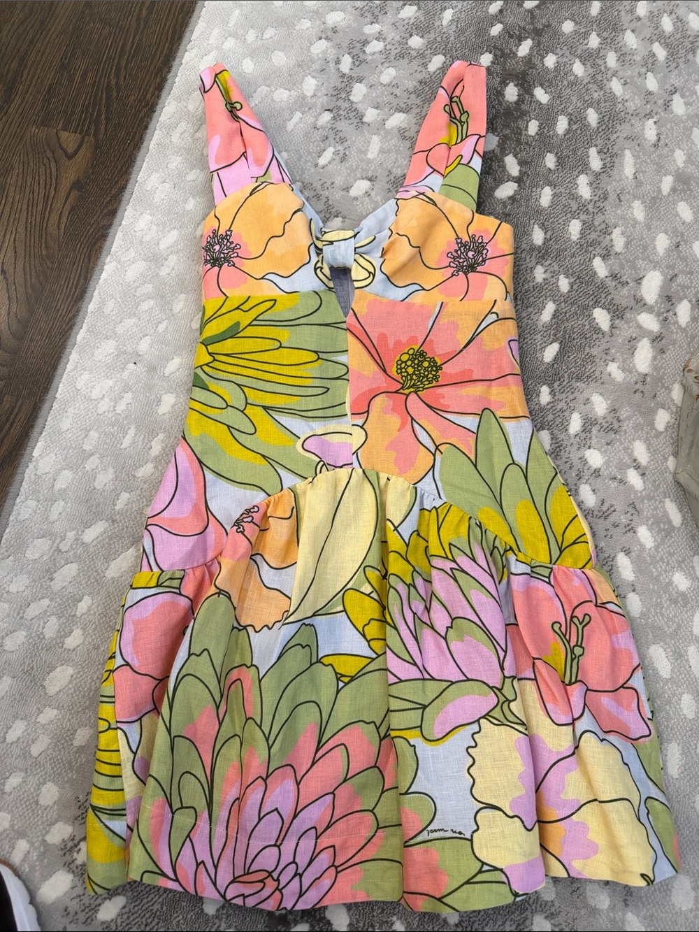 FARM Rio Pink Green Yellow Floral Mini Dress